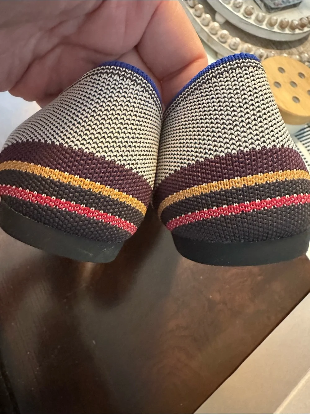 Rothy’s VIB Inverse Stripe Points Knit Stripe Flats Size 9.5